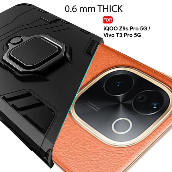 TheGiftKart Tough Armor Bumper Back Case Cover for iQOO Z9s Pro 5G / Vivo T3 Pro 5G | Ring Holder & Kickstand In-Built | 360 Degree Protection Back Cover for iQOO Z9s Pro/Vivo T3 Pro (PC & TPU, Black) - Image 10
