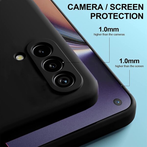 Amozo Liquid Silicon Shockproof, Camera Protection, with Fabric Lining Back Case Cover for OnePlus Nord CE 5G (Silicon | Black) - Image 3