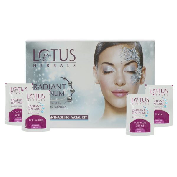 Lotus Herbals Radiant Platinum Cellular Anti-Ageing 1 Facial Kit | 37g - Image 2