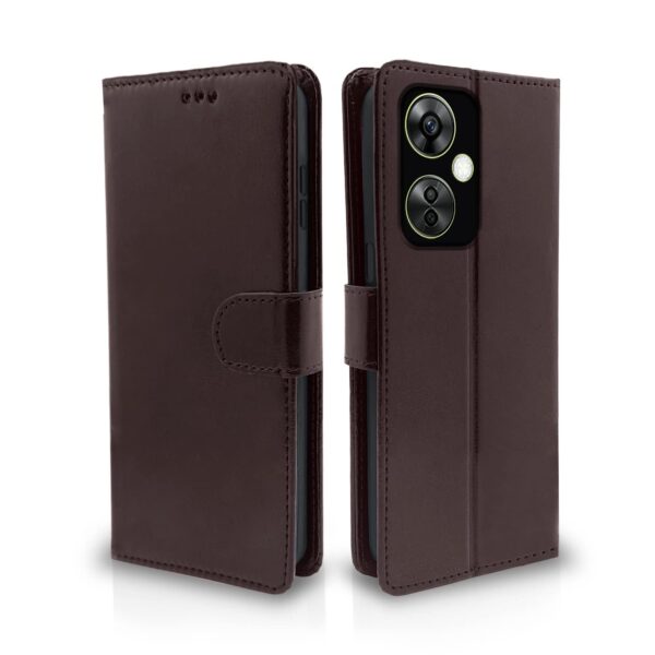 Pikkme OnePlus Nord Ce 3 Lite 5G Flip Cover Leather Finish | Inside TPU with Card Pockets | Wallet Stand and Shock Proof | Complete Protection Flip Case (Coffee) - Image 2