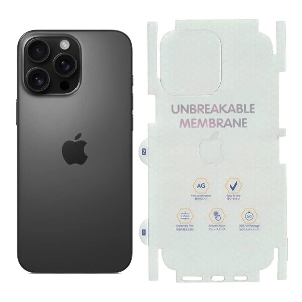 Blyton Matte Finish Back Screen Protector Unbreakable Membrane Scratch Guard Transparent TPU Full Fit Protective, Case Friendly, Compatible with iPhone 16 Pro (Back & Side) - Image 2