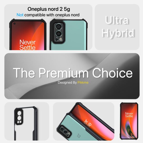 Pikkme OnePlus Nord 2 5G Back Cover Shockproof Bumper Clear Transparent Case for OnePlus Nord 2 5G (TPU+Plastic, Black) - Image 3