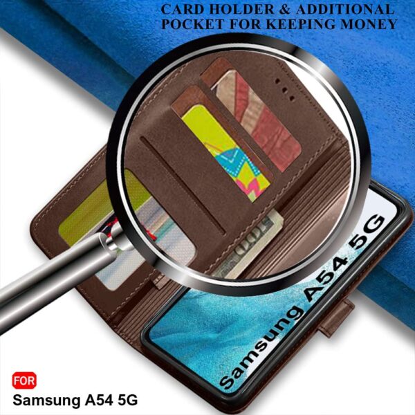 TheGiftKart Flip Back Cover Case for Samsung Galaxy A54 5G | Dual-Color Leather Finish | Inbuilt Stand & Pockets | Wallet Style Flip Back Case Cover for Samsung Galaxy A54 5G (Brown & Coffee) - Image 7