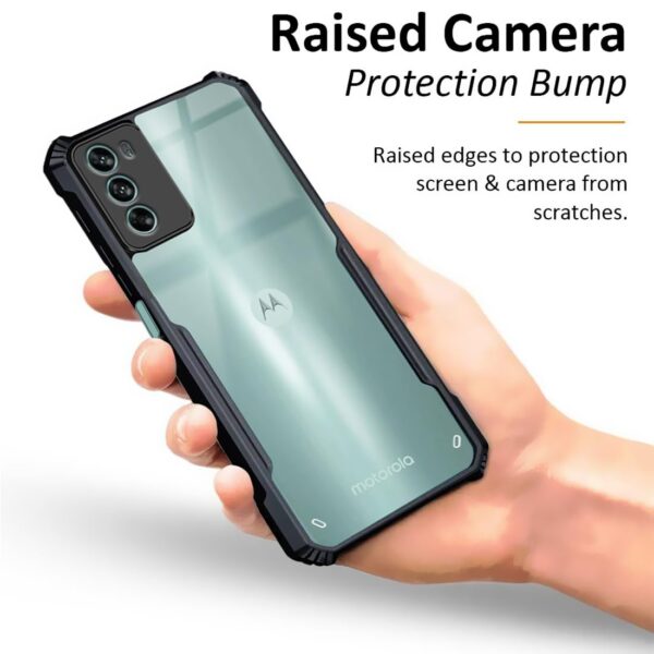 Fashionury TPU+Plastic Crystal Clear Back Cover for Motorola G62 5G | 360 Degree Protection | Transparent Back Cover Case for Motorola G62 5G Black Bumper - Image 5