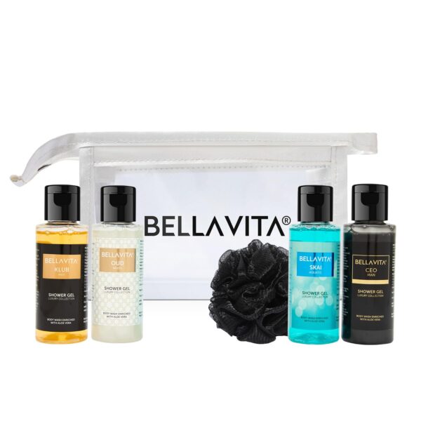 Bella Vita Luxury Men Trial Mini Kit Skai Aquatic, OUD White, KLUB & CEO Man Body Wash Refreshing Shower Gel for Smoother Skin with Aloe Vera 55ml Each - Image 2