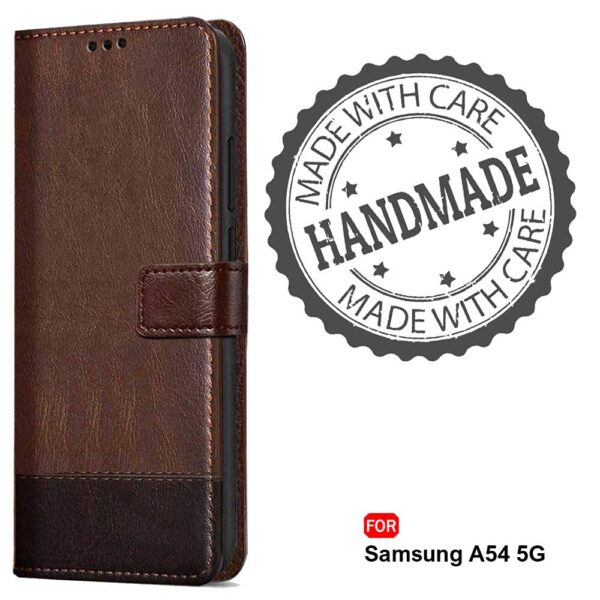 TheGiftKart Flip Back Cover Case for Samsung Galaxy A54 5G | Dual-Color Leather Finish | Inbuilt Stand & Pockets | Wallet Style Flip Back Case Cover for Samsung Galaxy A54 5G (Brown & Coffee) - Image 10