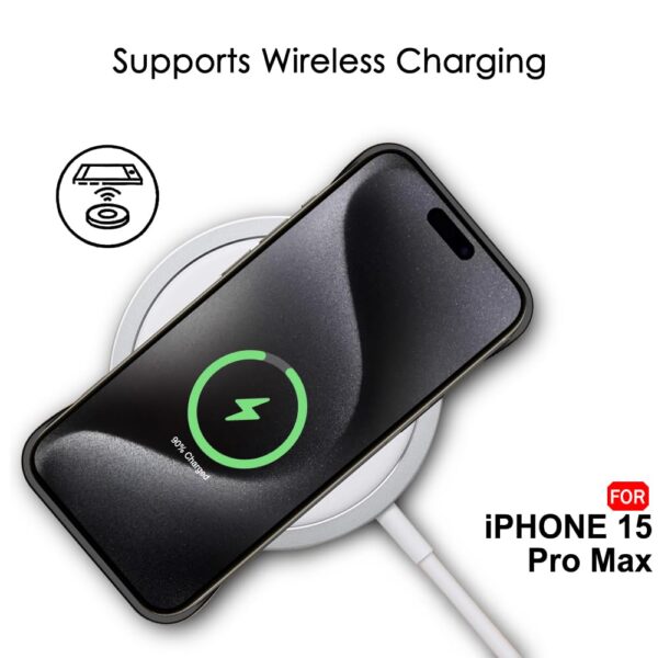 TheGiftKart Hybrid Ultimate Slim Back Case Cover for iPhone 15 Pro Max | Camera & Screen Protection | Frosted Matte Translucent Hard Back Case Cover for iPhone 15 Pro Max (PC & TPU, Black Bumper) - Image 7