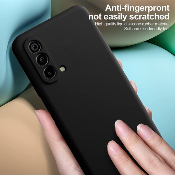 Amozo Liquid Silicon Shockproof, Camera Protection, with Fabric Lining Back Case Cover for OnePlus Nord CE 5G (Silicon | Black) - Image 5