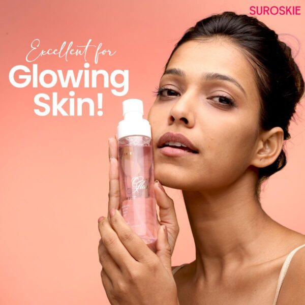 SUROSKIE Rose Glass Skin Mist 100ml | 2 in 1 Face Toner + Makeup Setting Spray | Enriched With Rose Water & Aloe Vera | Toner For Glowing & Hydrating Skin | All Skin Types | For Men & Women - Image 5