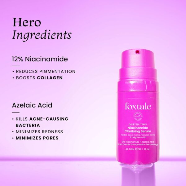 Foxtale 12% Niacinamide Face Serum with Azelaic Acid | Reduces Acne, Blemishes & Acne Marks | Brightens & Smoothens Skin | All Skin Type | Face Serum for Women & Men | 10 ml - Image 5