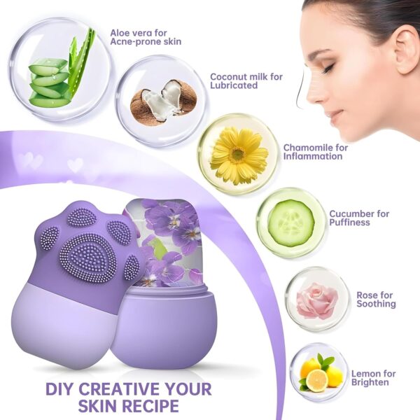 Episkey Ice Roller With Scrubber For Face Eyes and Neck To Brighten Skin & Enhance Your Natural Glow/Reusable Facial Treatment to Tighten & Tone Skin & De-Puff The Eye Area (PURPLE-PRIMIUM) - Image 3