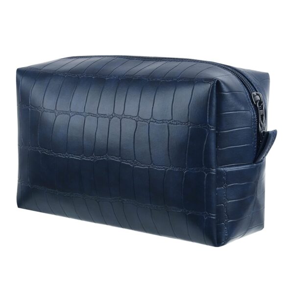 RUBAB MEN Toiletries Kit Bag & Travel Grooming Pouch For Men, Alligator Touch Premium Vegan Leather Spacious Tech Or Cosmetic Accessory & Shaving Bag, Blue - 5 In - Image 2