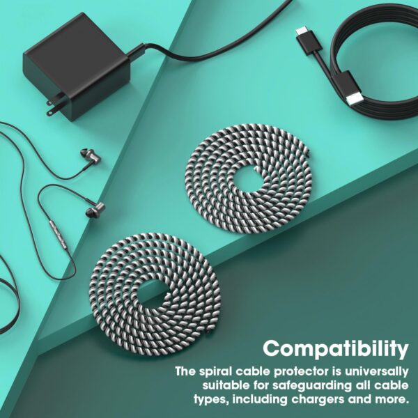 Sounce Spiral Cable Protector, Chargers Cable Protector Data Cable Protective Sleeve, Headphone Saver, Charger Protective Cover for Phone USB Prevent Pets from Biting The Cable (Set of 2) - Image 8
