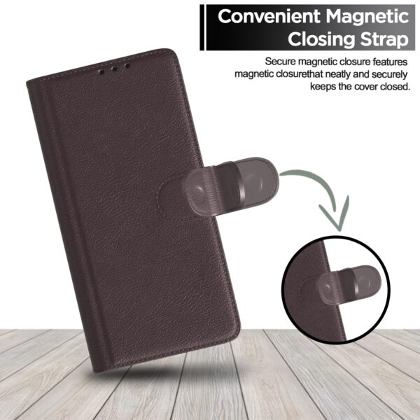 Pikkme Flip Cover Leather Finish | Inside TPU with Card Pockets | Wallet Stand and Shock Proof | Complete Protection Flip Case for Samsung Galaxy A14 4G / A14 5G(Coffee) - Image 3