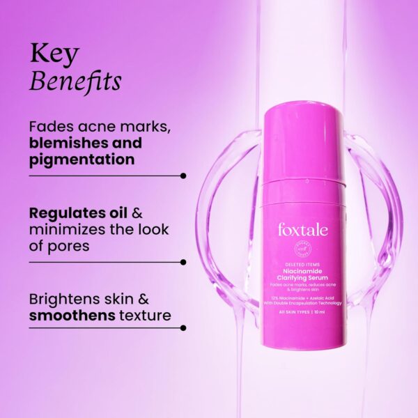 Foxtale 12% Niacinamide Face Serum with Azelaic Acid | Reduces Acne, Blemishes & Acne Marks | Brightens & Smoothens Skin | All Skin Type | Face Serum for Women & Men | 10 ml - Image 3