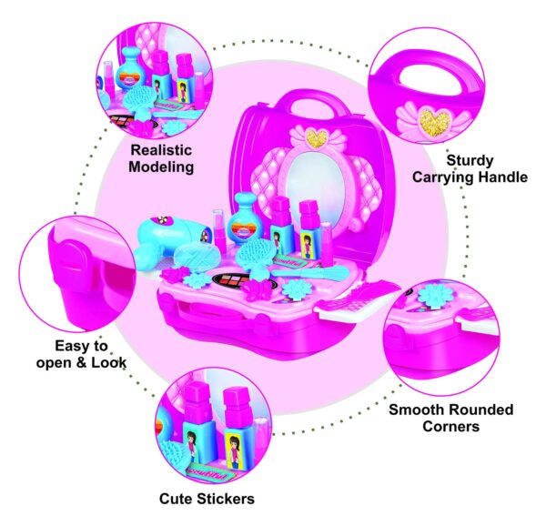 Kingdom Of Play Fashion Pretend Play Makeup Suitcase Beauty Kit and Cosmetic Toy Set for Kids Multicolor 6Y+ - Image 5