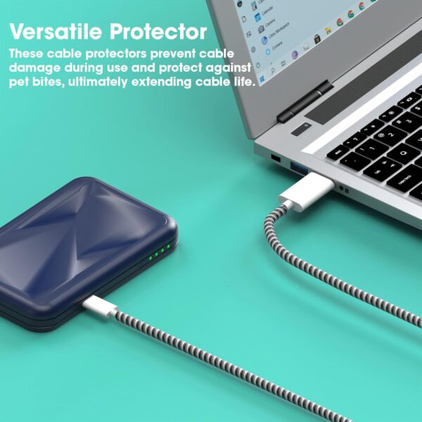 Sounce Spiral Cable Protector, Chargers Cable Protector Data Cable Protective Sleeve, Headphone Saver, Charger Protective Cover for Phone USB Prevent Pets from Biting The Cable (Set of 2) - Image 3