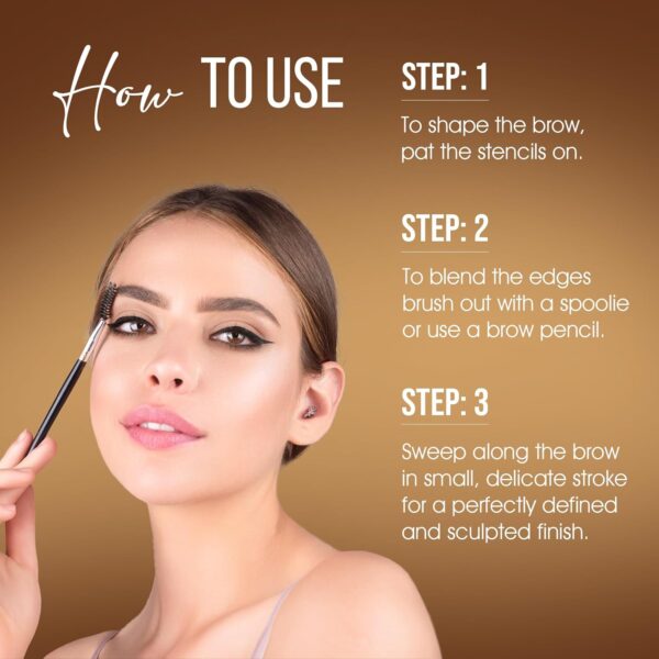 Colors Queen Eyebrow Styling Kit with 5 Highly Pigmented Shades and 1 Wax, Spoolie, Eyebrow Pencil, Eyebrow Stencil, Hair Plucker & Angular Brush (Palette) - Image 6
