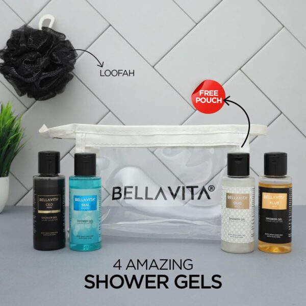 Bella Vita Luxury Men Trial Mini Kit Skai Aquatic, OUD White, KLUB & CEO Man Body Wash Refreshing Shower Gel for Smoother Skin with Aloe Vera 55ml Each - Image 5