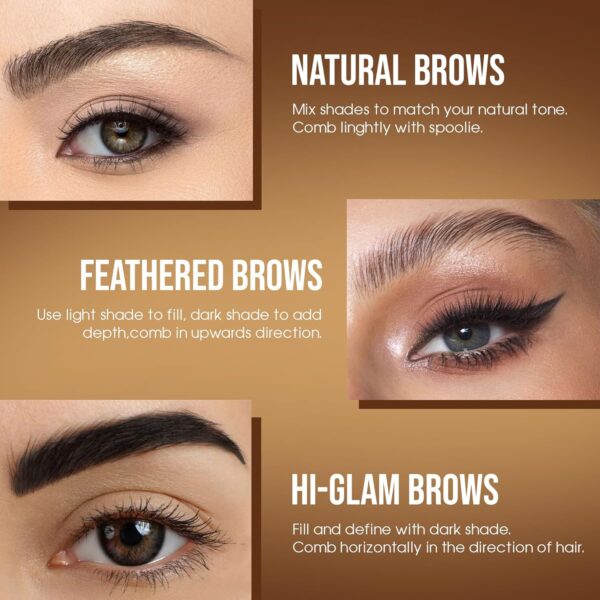 Colors Queen Eyebrow Styling Kit with 5 Highly Pigmented Shades and 1 Wax, Spoolie, Eyebrow Pencil, Eyebrow Stencil, Hair Plucker & Angular Brush (Palette) - Image 5