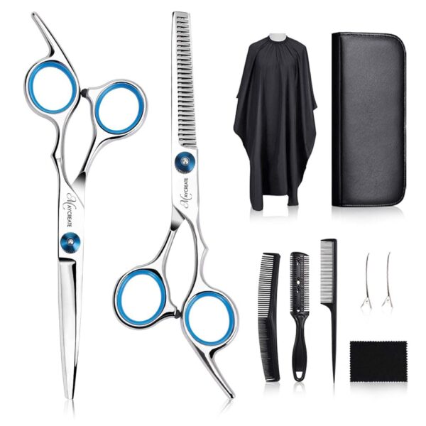 MAYCREATE ® Professional Hair Cutting Barber Scissors Kit - 6.7 Inch Hairdressing Scissors with 3 Combs, Haircut Cloak and Hair Clips Hairdresser for Men and Women ( 9Pcs) - Image 2