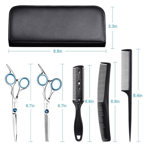 MAYCREATE ® Professional Hair Cutting Barber Scissors Kit - 6.7 Inch Hairdressing Scissors with 3 Combs, Haircut Cloak and Hair Clips Hairdresser for Men and Women ( 9Pcs) - Image 9