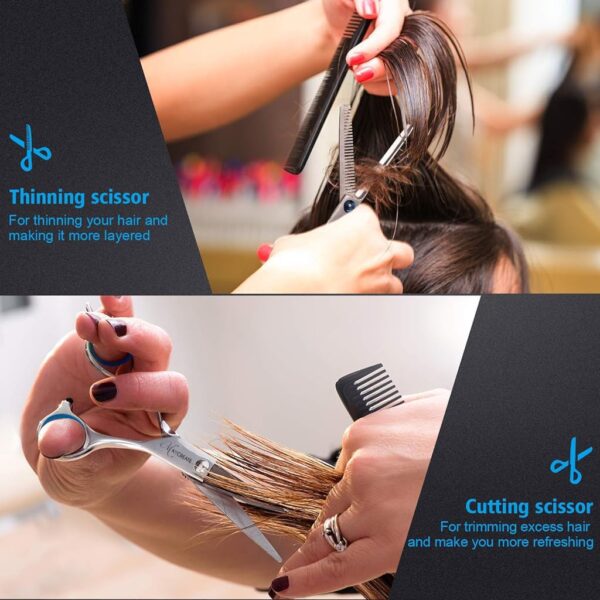 MAYCREATE ® Professional Hair Cutting Barber Scissors Kit - 6.7 Inch Hairdressing Scissors with 3 Combs, Haircut Cloak and Hair Clips Hairdresser for Men and Women ( 9Pcs) - Image 3