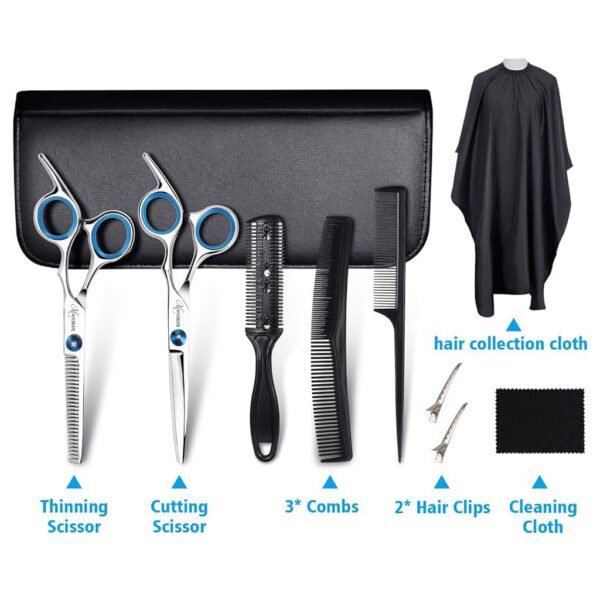 MAYCREATE ® Professional Hair Cutting Barber Scissors Kit - 6.7 Inch Hairdressing Scissors with 3 Combs, Haircut Cloak and Hair Clips Hairdresser for Men and Women ( 9Pcs) - Image 8
