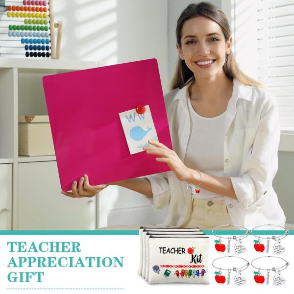 8 Pcs Teacher Appreciation Gift Set for Women, 4 Teacher Makeup Pouch Cosmetic Bags and 4 Bangle Bracelets, Christmas Valentines Thank You Gifts for Teacher, Teacher Survival Kit, 2.48 Inch, Teacher - Image 7